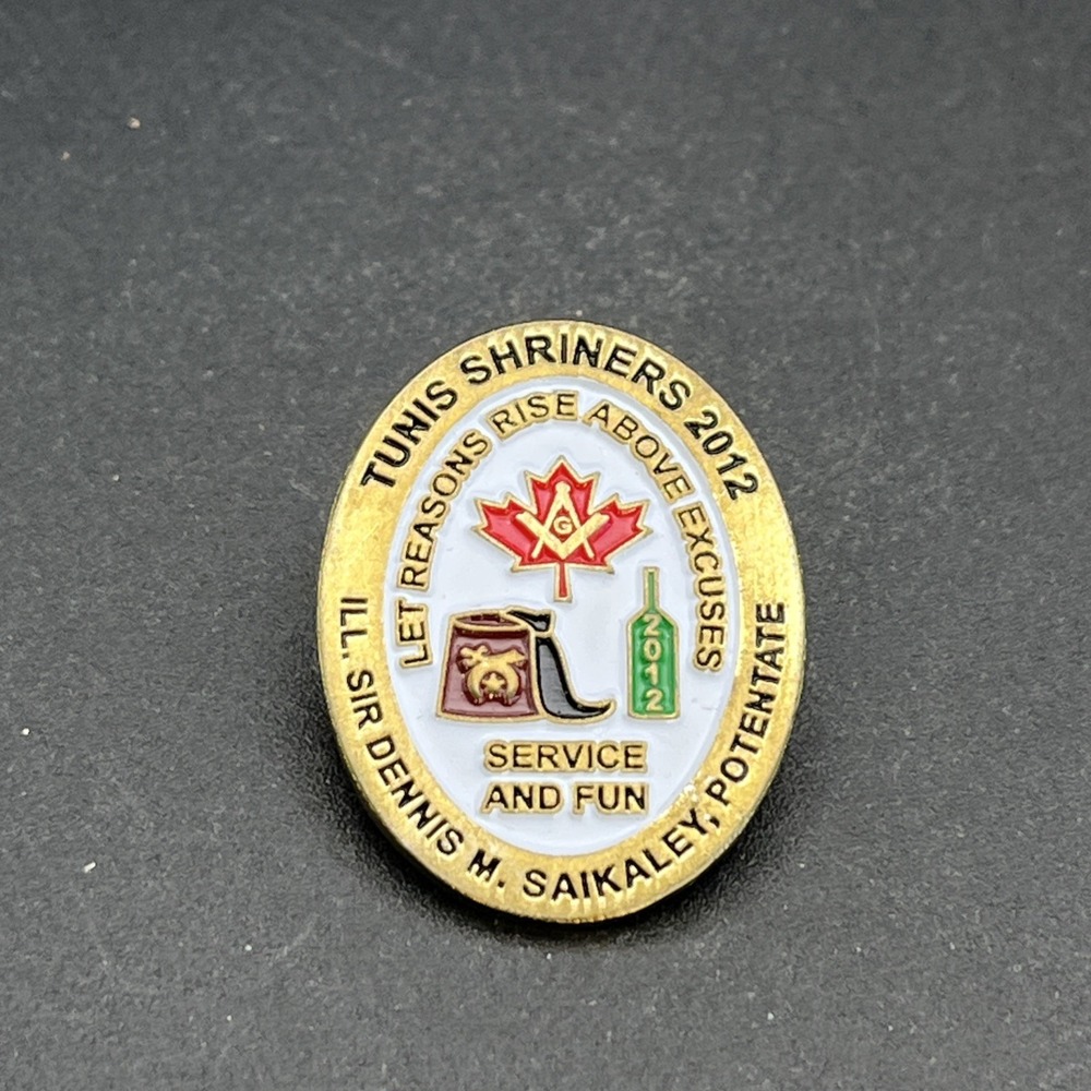 Tunis Shriners 2012 Let Reasons Rise Above Excuses Lapel Hat Pin